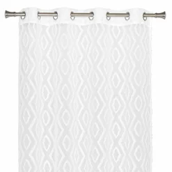Firana na przelotkach w geometryczne wzory biała TULUM 140x260 cm