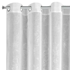 Firana w kwiaty biało-srebrna ANITA 140x270 cm