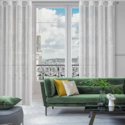 Firana w kwiaty biało-srebrna ANITA 140x270 cm