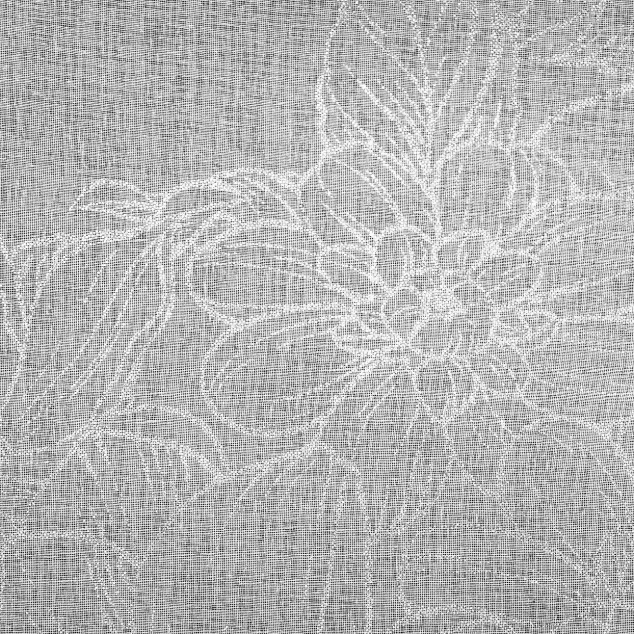 Firana w kwiaty biało-srebrna ANITA 140x270 cm