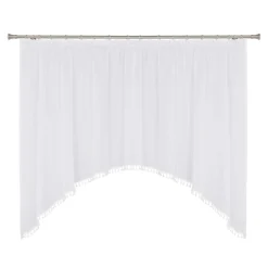 Firana z frędzlami na taśmie marszczącej biała ARLO 290x160 cm