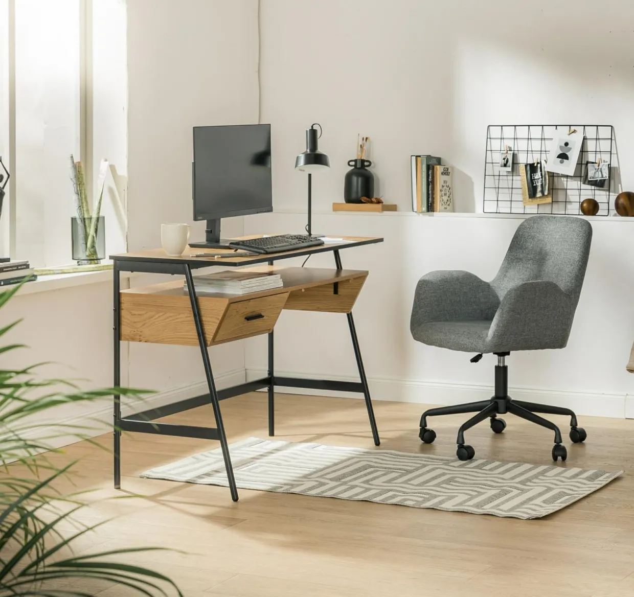 Fotel biurowy szary LERMA