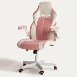 Fotel gamingowy różowy-biały UDANDO