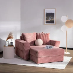 Fotel loveseat pudrowy róż NOEMI