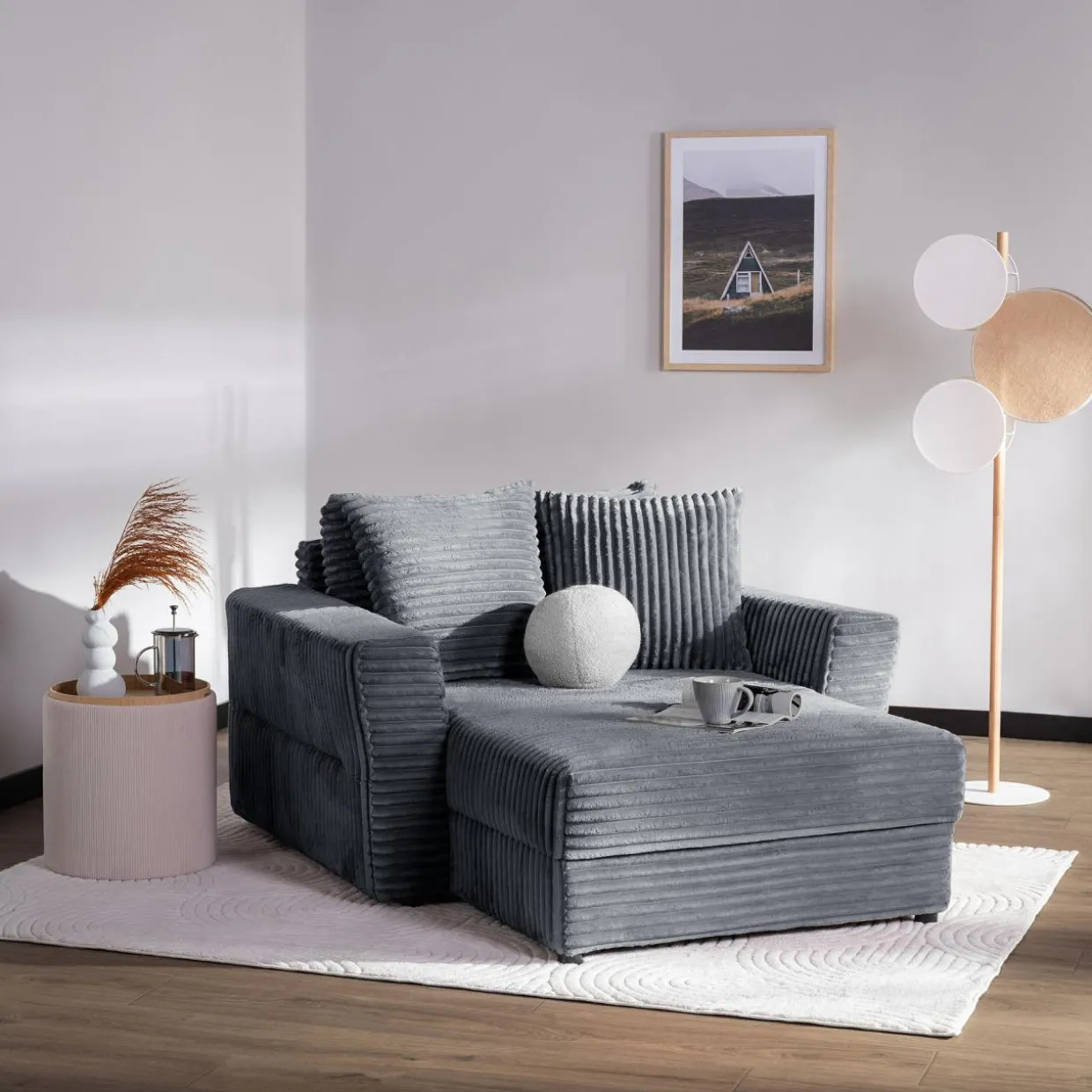 Fotel loveseat szary NOEMI