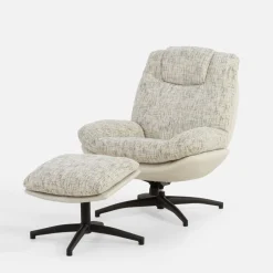 Fotel obrotowy z podnóżkiem szarobeżowy DITTIF