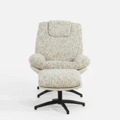 Fotel obrotowy z podnóżkiem szarobeżowy DITTIF