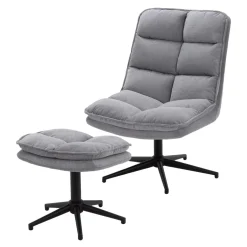 Fotel obrotowy z podnóżkiem szary CHENNAI