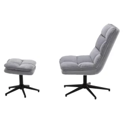 Fotel obrotowy z podnóżkiem szary CHENNAI
