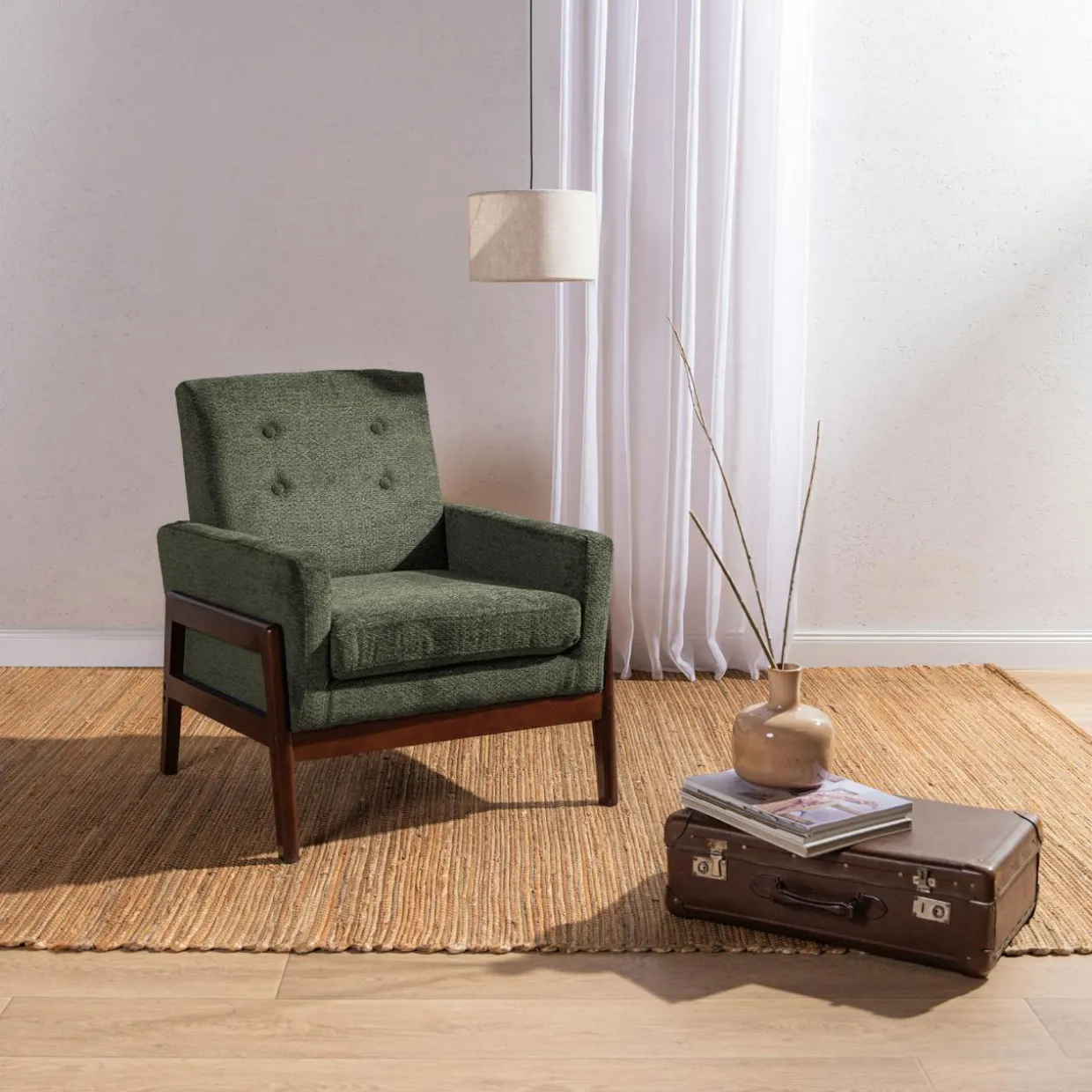 Fotel retro ciemnozielony MIATU