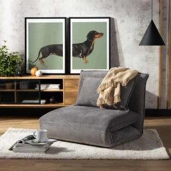 Fotel rozkładany szary LAIPE