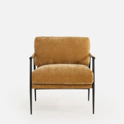 Fotel sztruksowy musztardowy DRITRE