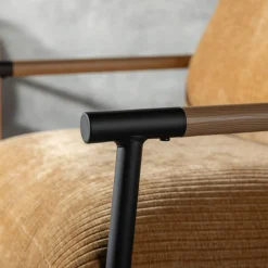 Fotel sztruksowy musztardowy DRITRE