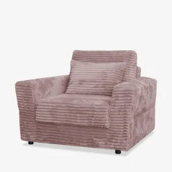 Fotel sztruksowy pudrowy róż NOEMI