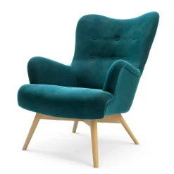Fotel welurowy lazurowy ZELE