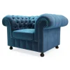 Fotel welurowy niebieski CHESTER
