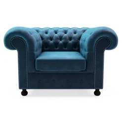 Fotel welurowy niebieski CHESTER