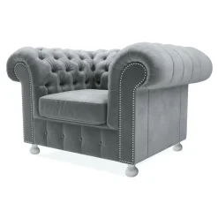 Fotel welurowy szary CHESTER