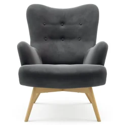 Fotel welurowy szary ZELE