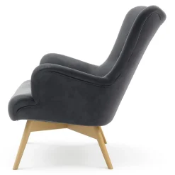 Fotel welurowy szary ZELE