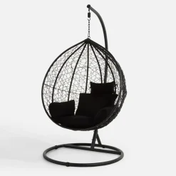 Fotel wiszący WIERI z czarnym siedziskiem