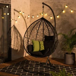 Fotel wiszący WIERI z czarnym siedziskiem