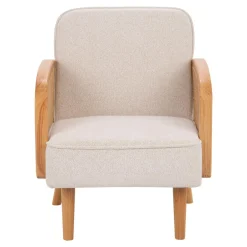 Fotel wypoczynkowy beżowy z plecionką wiedeńską ZELMO