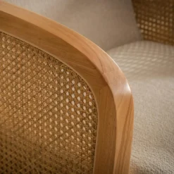 Fotel wypoczynkowy beżowy z plecionką wiedeńską ZELMO