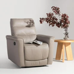 Fotel wypoczynkowy z funkcją relaksu skórzany ALASSIO