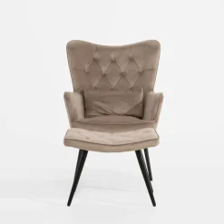 Fotel wypoczynkowy z podnóżkiem beżowy JEXI