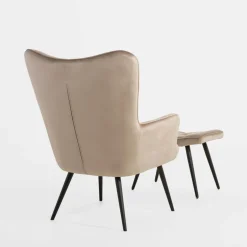 Fotel wypoczynkowy z podnóżkiem beżowy JEXI