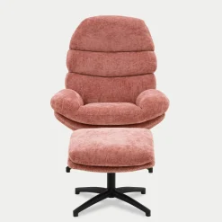 Fotel wypoczynkowy z podnóżkiem różowy DEFIT