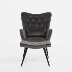 Fotel wypoczynkowy z podnóżkiem ciemnoszary JEXI