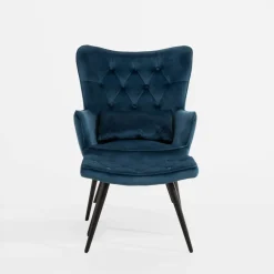 Fotel wypoczynkowy z podnóżkiem granatowy JEXI