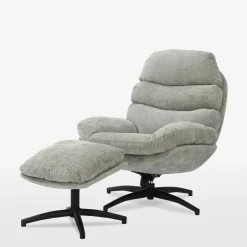 Fotel wypoczynkowy z podnóżkiem szary DEFIT