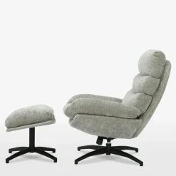 Fotel wypoczynkowy z podnóżkiem szary DEFIT