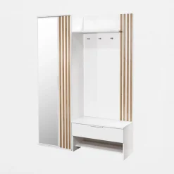Garderoba z lustrem biała MILO