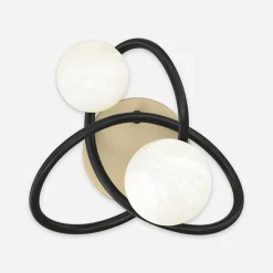 Kinkiet 2 kule czarno-złoty NISYRO