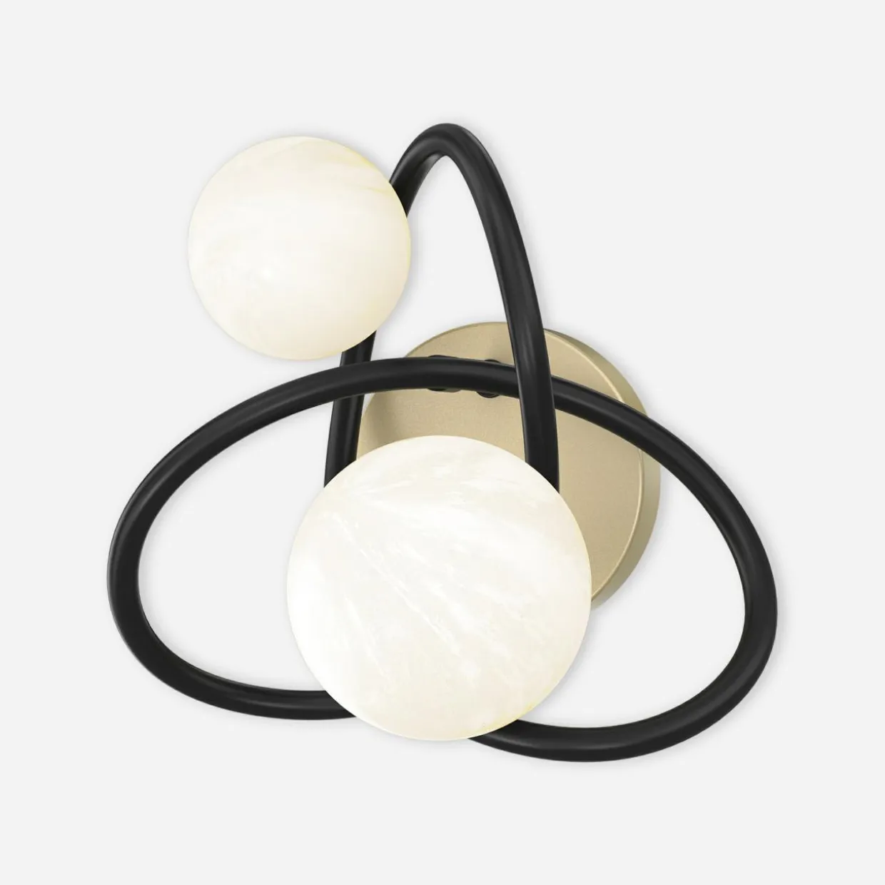 Kinkiet 2 kule czarno-złoty NISYRO