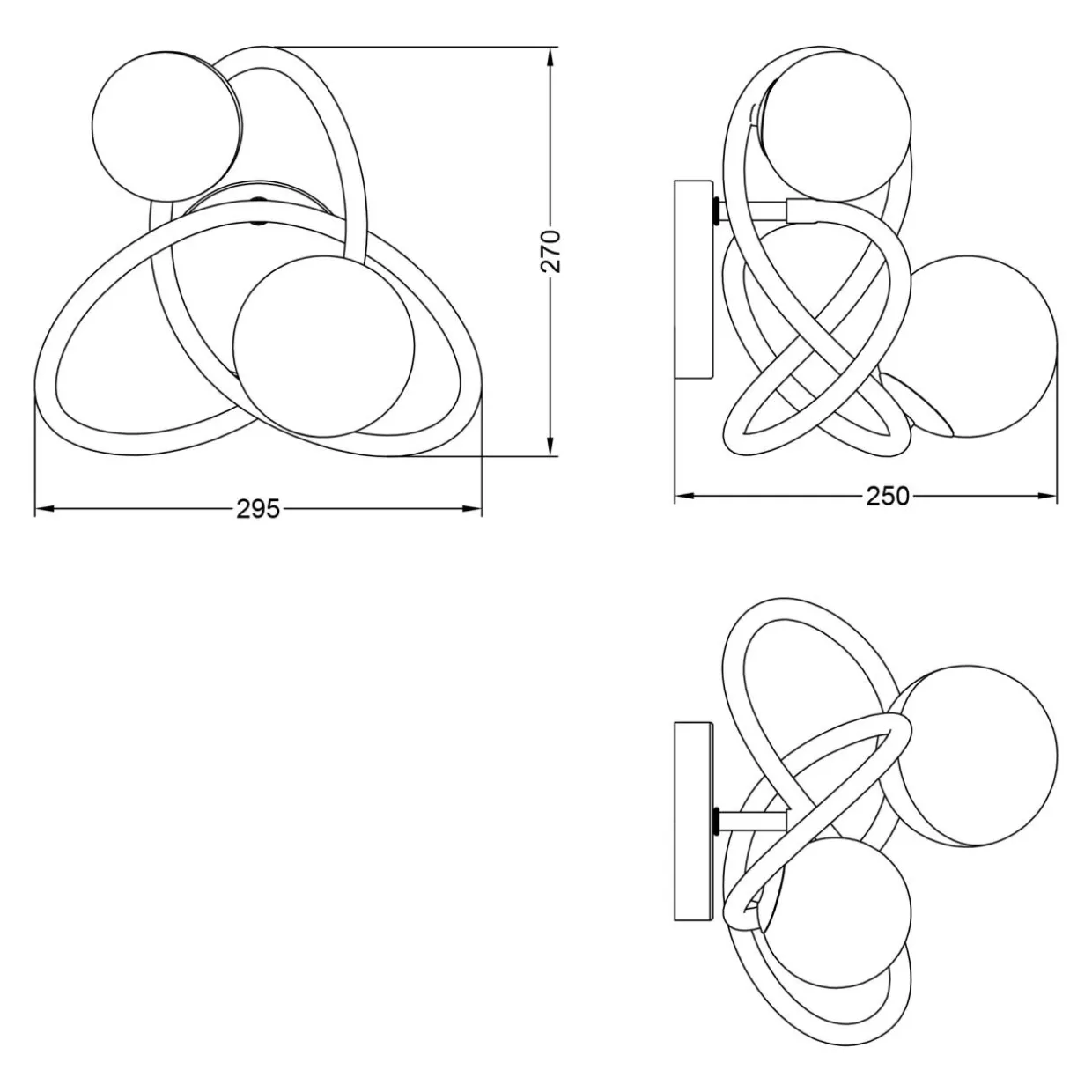 Kinkiet 2 kule czarno-złoty NISYRO