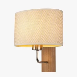 Kinkiet do salonu drewniany abażur kremowy MERCEDES