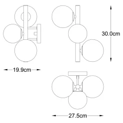 Kinkiet kule złoty MOLECULE