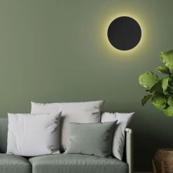 Kinkiet minimalistyczny okrągły czarny LUNA NEW 30 cm