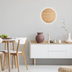 Kinkiet okrągły jasne drewno LUNA WOOD 30 cm