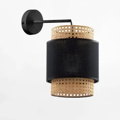 Kinkiet rattanowy czarny BOHO