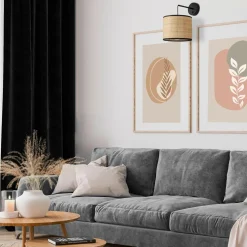 Kinkiet z włącznikiem abażur rafia plecionka LIBERIA