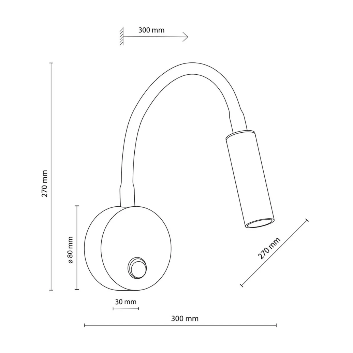 Kinkiet z włącznikiem biały LAGOS