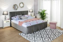 Łóżko bez pojemnika szare FABRIZZIO SQUERE 160x200 cm