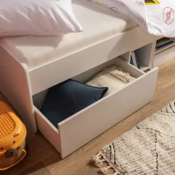 Łóżko dziecięce z szufladami i półkami ELIOT