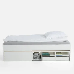 Łóżko dziecięce z szufladami i półkami ELIOT